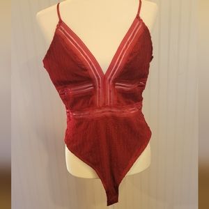 Lulus xl burgundy bodysuit nwt